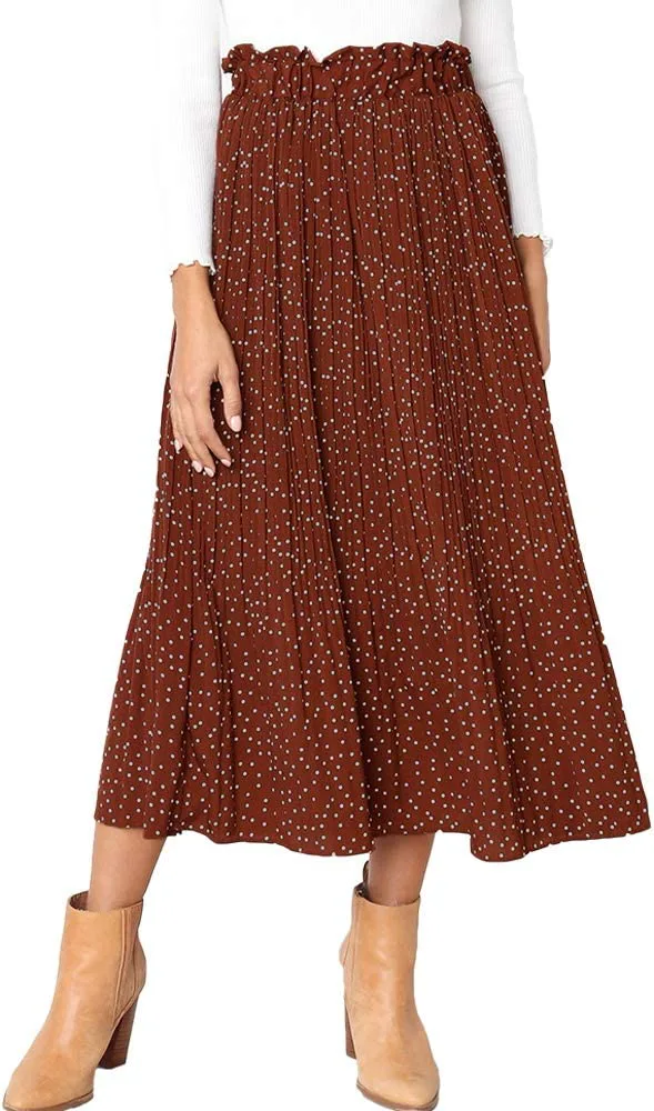 EXLURA High Waist Midi Swing Skirt