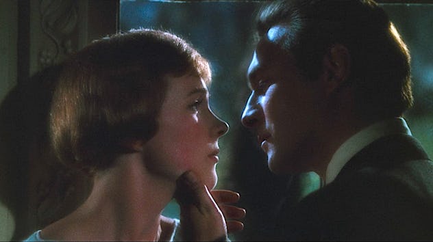 Maria and Georg poised for a kiss in 'The Sound of Music.'