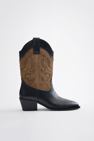 Zara brown and black cowboy boots