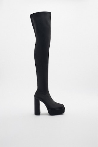 Zara black over-the-knee platform boots