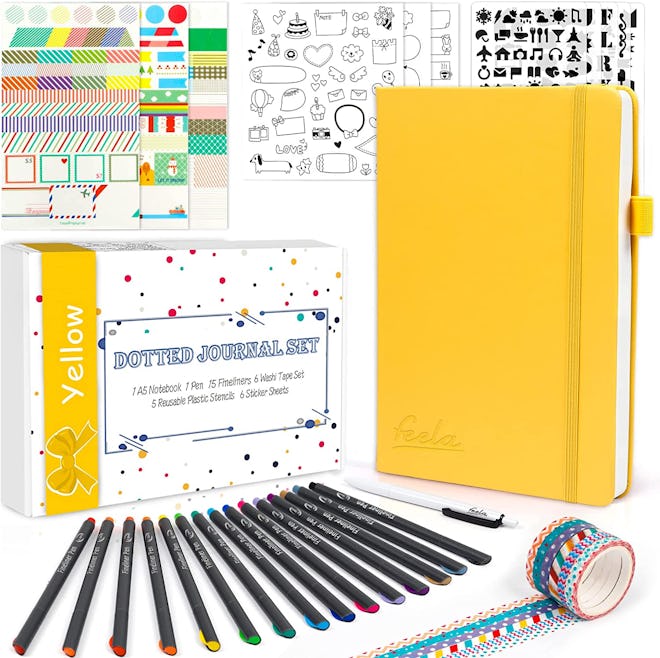 Whatever language you're learning, this bullet journal kit can help you format and section the pages...