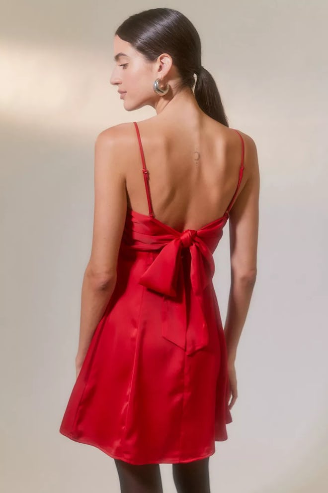 Bella Bow-Back Satin Mini Dress