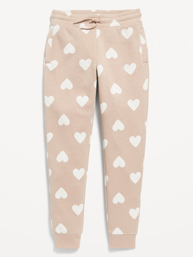 Heart sweatpants in a story about Valentine's Day outfits for girls