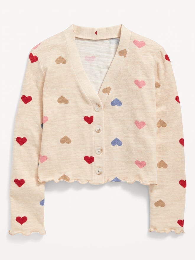 Heart cardigan, a cute Valentine's Day outfit for girls
