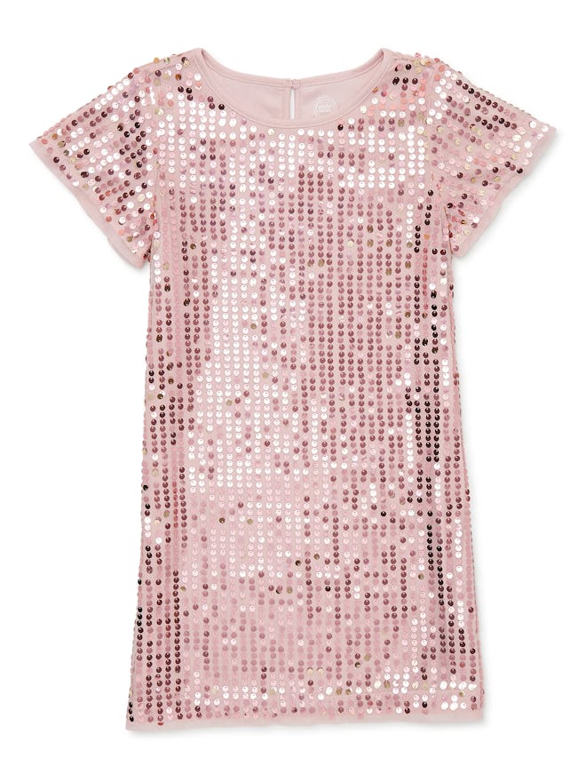 Pink sequin dress, a Valentine's Day outfit for girls