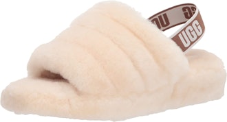 the cult-favorite ugg fluff yeah slippers are made of pure sheepskin with a fluffy, cloud-like feel