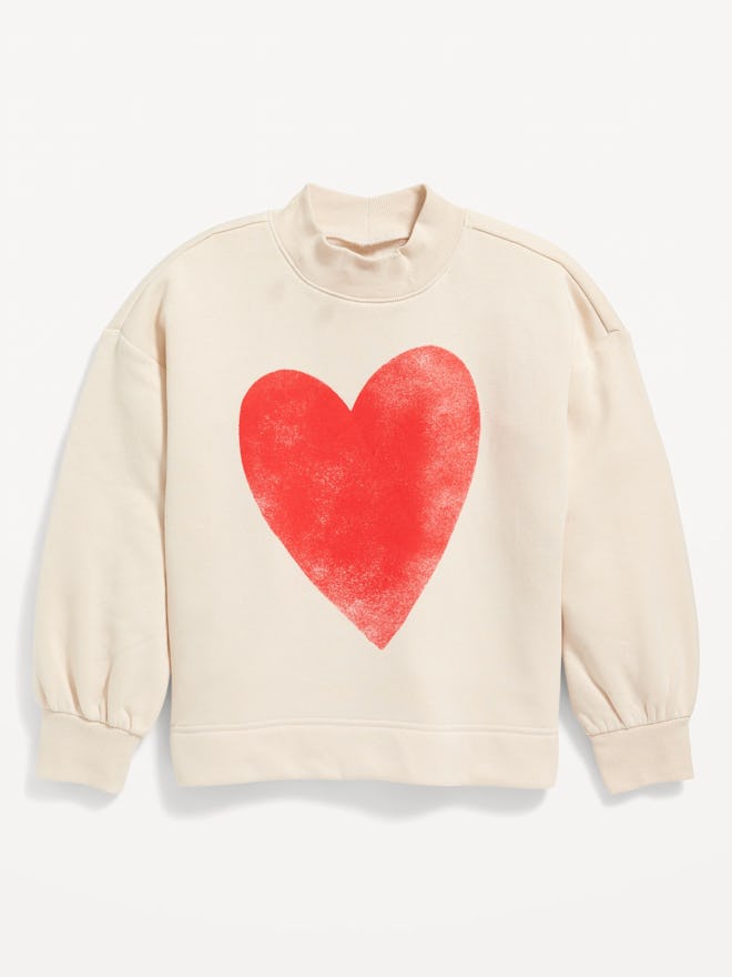 Heart sweatshirt, a cute Valentine's Day outfit for girls