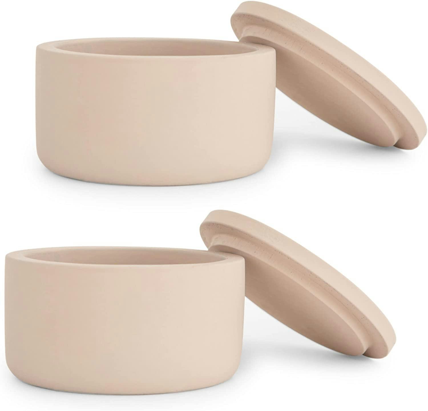 Iron Lily Home Décor Ceramic Concrete Jars, 14 oz (2-Pack)