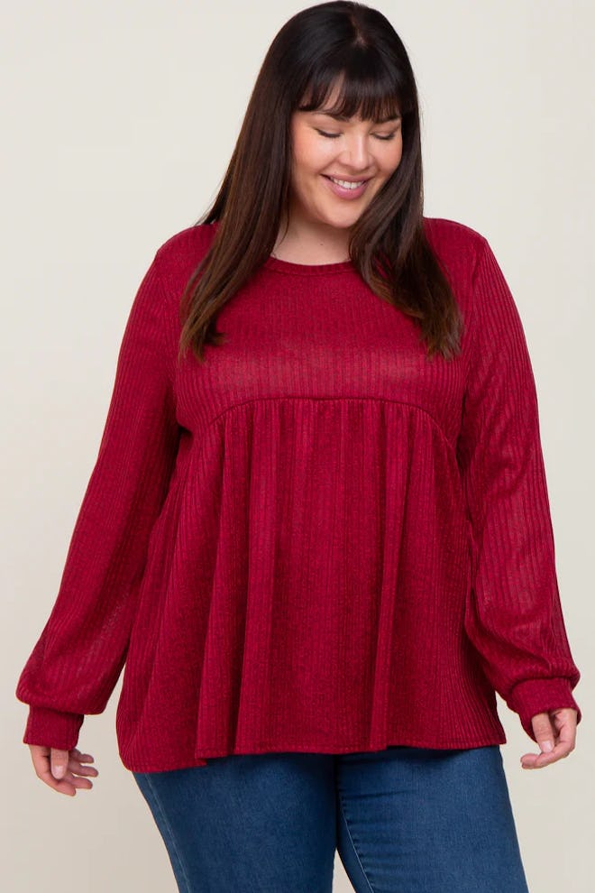 ribbed plus size maternity top for Valentine's Day pregnancy shirts