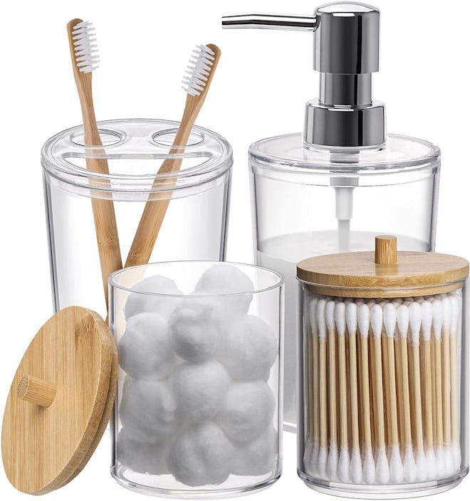Tbestmax Clear Bathroom Accessories Set (4-Pieces)