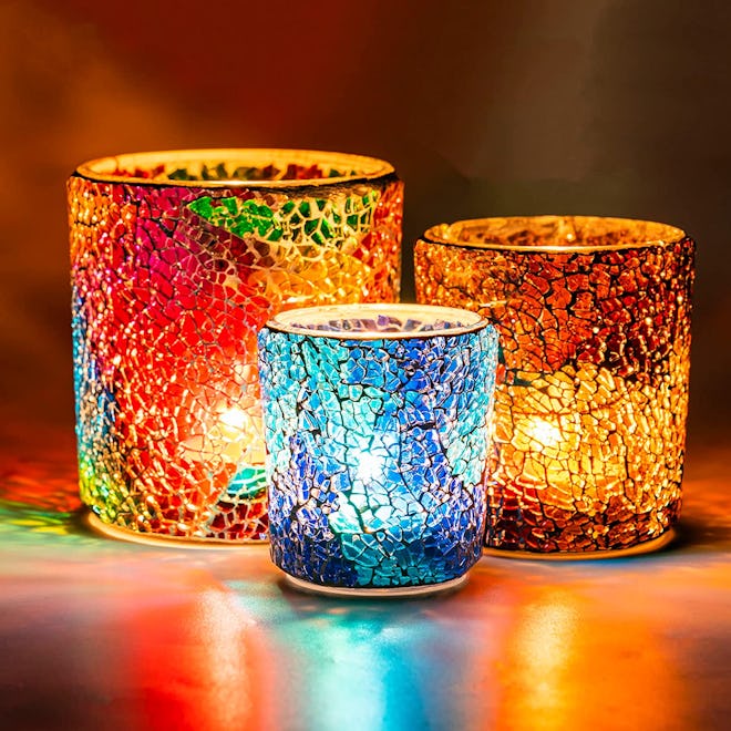 Rancco Mosaic Glass Candle Jars (3-Pack)