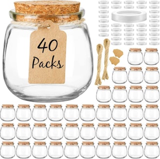 Syntic Empty Candle Jars With Cork/PE Lids, 7 oz (40-Pack)