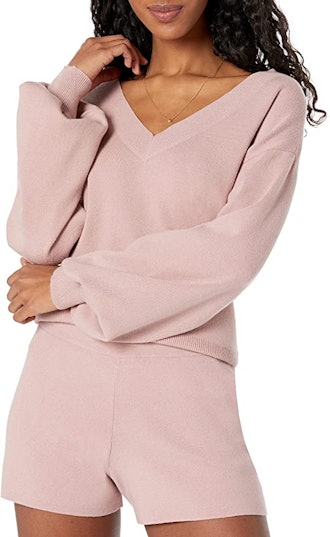 The Drop Mia Bell Sleeve V-Neck Supersoft Sweater