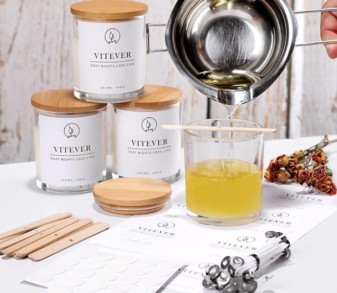 VITEVER Glass Candle Jars With Bamboo Lids, 10 oz (16-Pack)