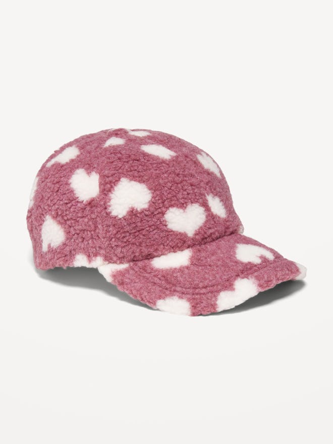 Baseball cap with hearts in a story about Valentine's Day outfits for girls