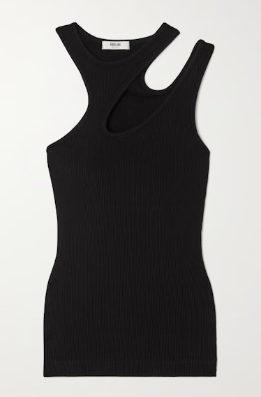 Athena cutout ribbed stretch cotton and Lyocell-blend tank