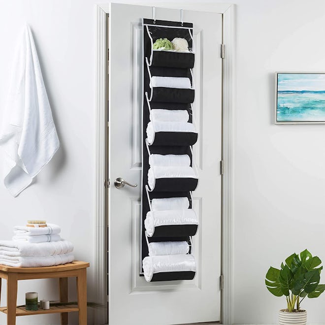 These over the door organizers are a cheap and easy home improvement that can help store shoes, towe…