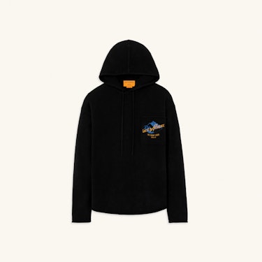 a black hoodie from the guest in residence x snow lodge collab