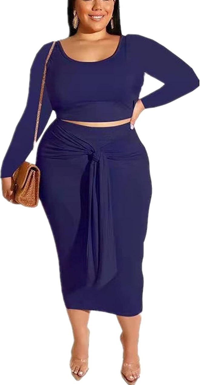 MRSFITOK 2-Piece Midi Bodycon Outfit 