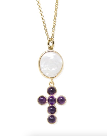 HOPE GOLD-PLATED AMETHYST CROSS NECKLACE by Vintouch Italy