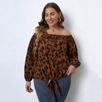 SCOMCHIC Off The Shoulder Tie Knot Blouse