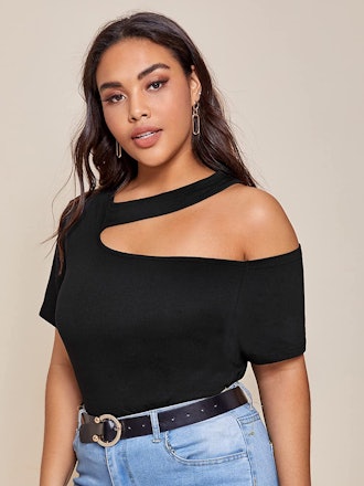 SheIn One-Shoulder Cutout Tee