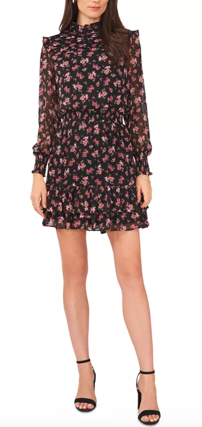 This MSK Women's Floral-Print Pleated-Yoke Smocked-Waist Fit & Flare Dress is one Valentine's Day ou...