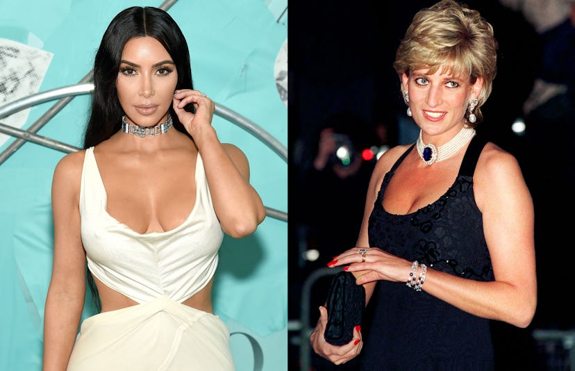 A diptych of Kim Kardashian and Princess Diana