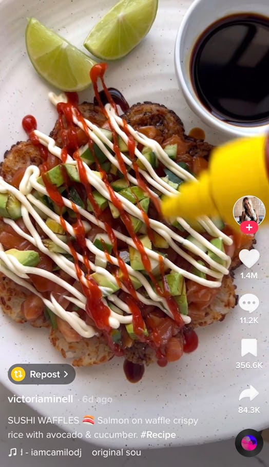 A TikToker show how to make sushi waffle from TikTok, which is an easy TikTok recipe to do at home. 