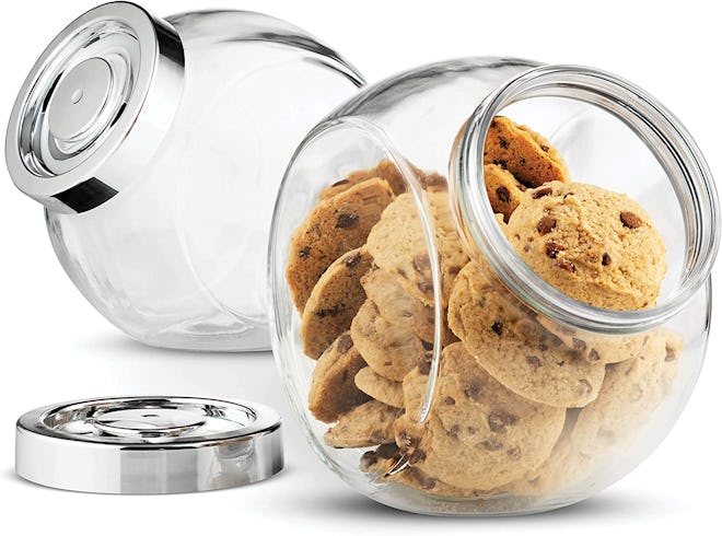 Improve the look of your kitchen with these cute glass candy and cookie jars.