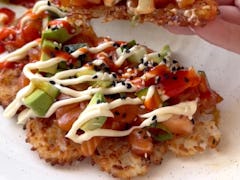A TikToker shows how to make a sushi waffle from TikTok with an easy recipe. 