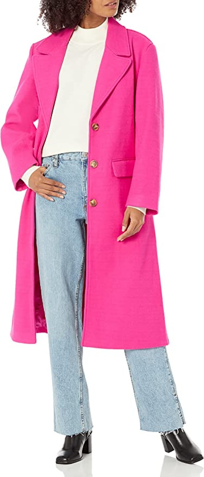 Top off your Valentine's Day outfit in this The Drop Women's Liam Loose Overcoat in Hot Pink.