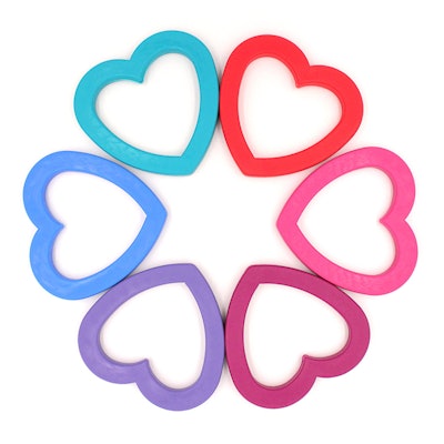 Heart-shaped teether in a story about how to celebrate baby's first Valentine's day
