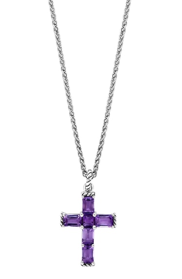EFFY Sterling Silver Amethyst Cross Pendant Necklace