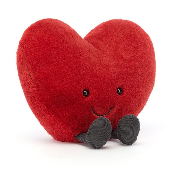 Plush red heart in a story about how to celebrate baby's first valentine's day