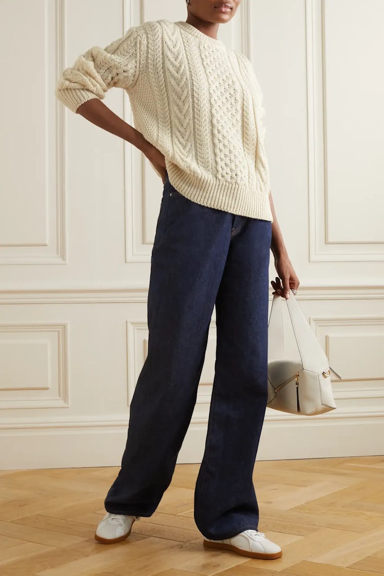 Aran Cable-Knit Wool Sweater