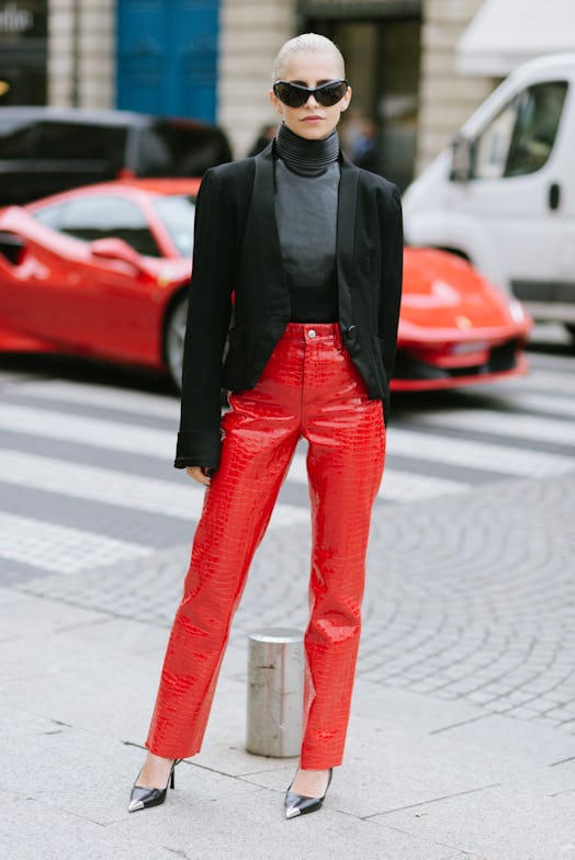 Caroline Daur red outfit street style