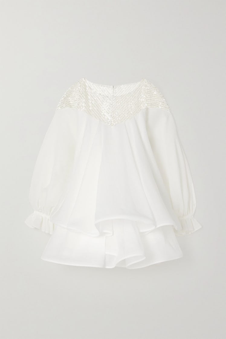 Rime Arodaky white ruffled tulle mini dress