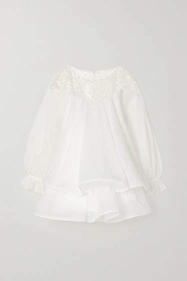 Rime Arodaky white ruffled tulle mini dress