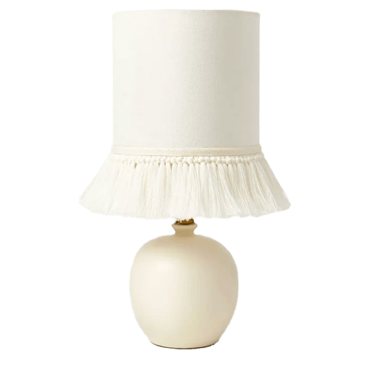 Small Table Lamp with Fringe Shade Off-White (Includes LED Light Bulb)