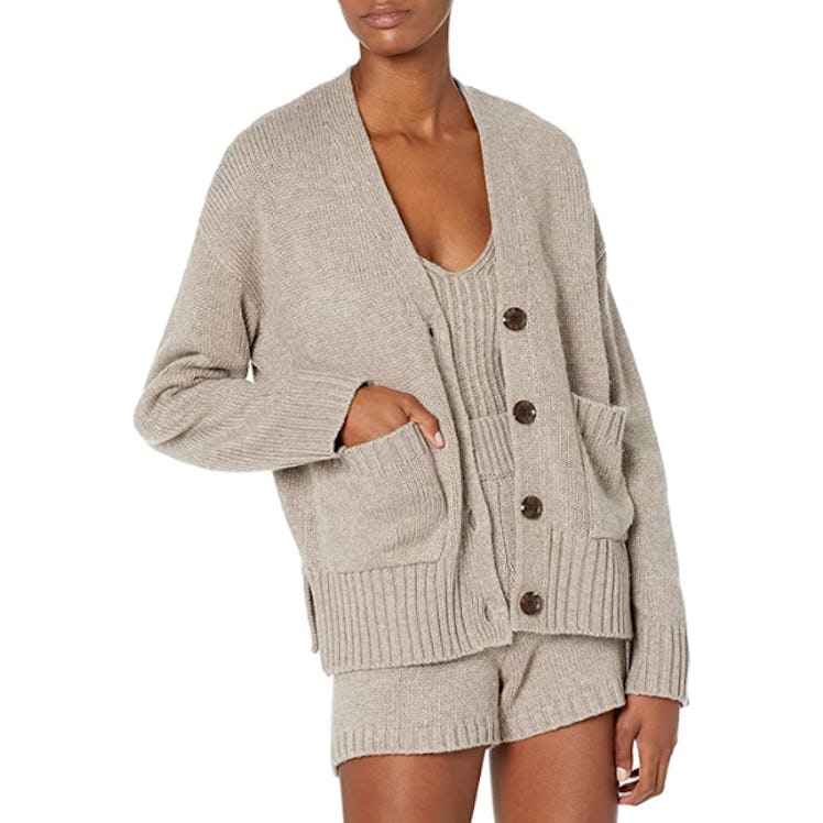 The Drop Brigitte Chunky Ribbed Cardigan