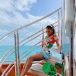 Lori Harvey wearing a resort look at the Bahamas.
