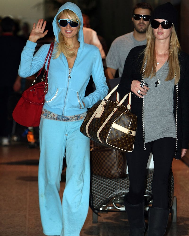 Paris Hilton wearing blue tracksuit in 2008 