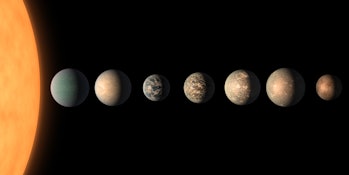 Concept art of the TRAPPIST-1 planetary system