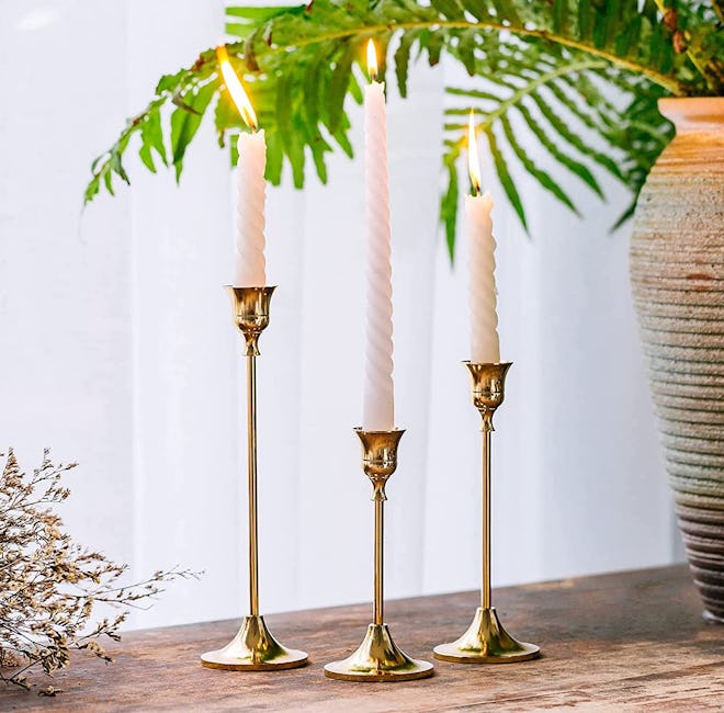 NUPTIO Brass Candlesticks (Set of 3)