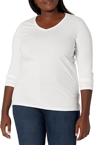 JUST MY SIZE V Neck Long Sleeve Tee