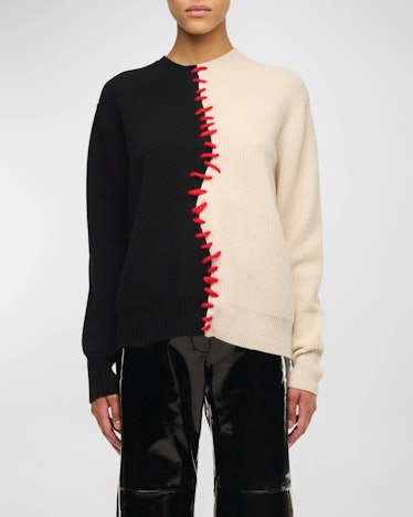 Stitched Colorblock Cashmere Sweater