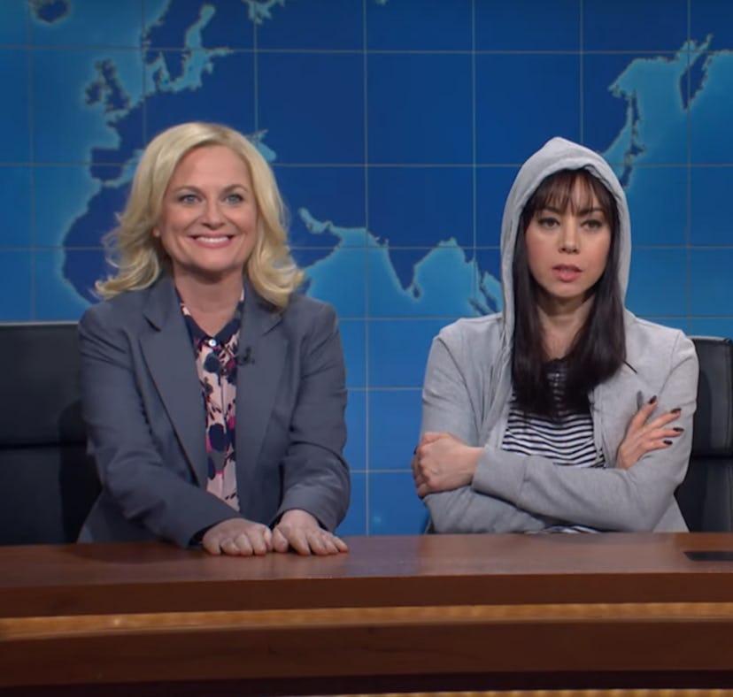 Aubrey Plaza and Amy Poehler brought back their 'Parks & Recreation' characters April and Leslie on ...