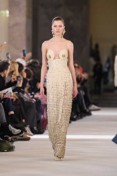 model wearing a schiaparelli couture dress