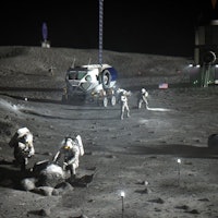 People at the Artemis Moon base built by NASA